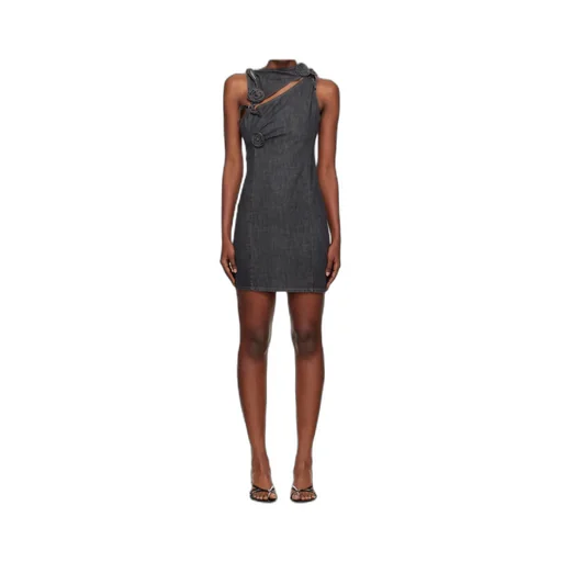 Floral-Appliqué Tie Dress