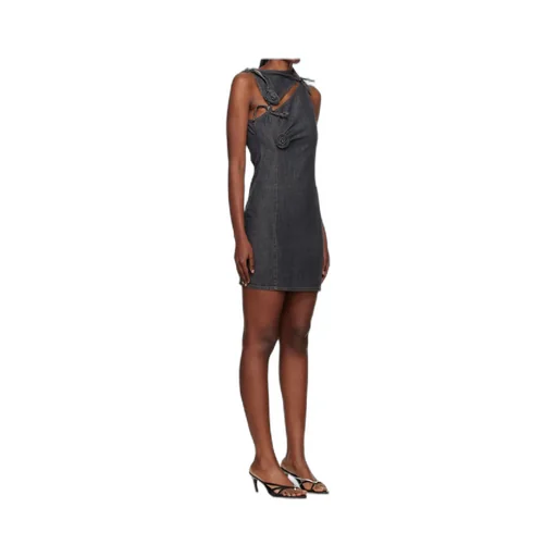 Floral-Appliqué Tie Dress