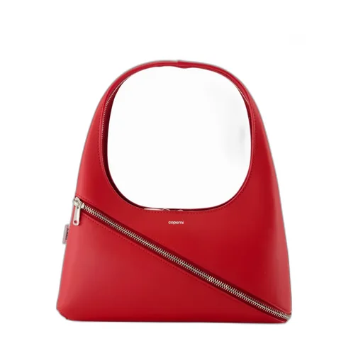 Diagonal-Zip Leather Shoulder Bag