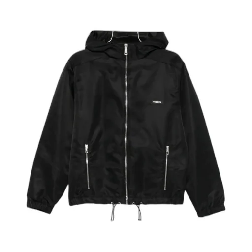Hooded Drawstring Hem Zip-Front Jacket