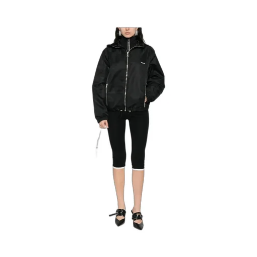 Hooded Drawstring Hem Zip-Front Jacket