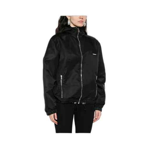 Hooded Drawstring Hem Zip-Front Jacket