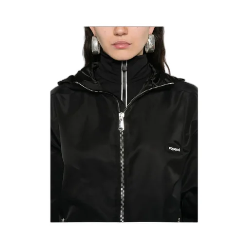 Hooded Drawstring Hem Zip-Front Jacket