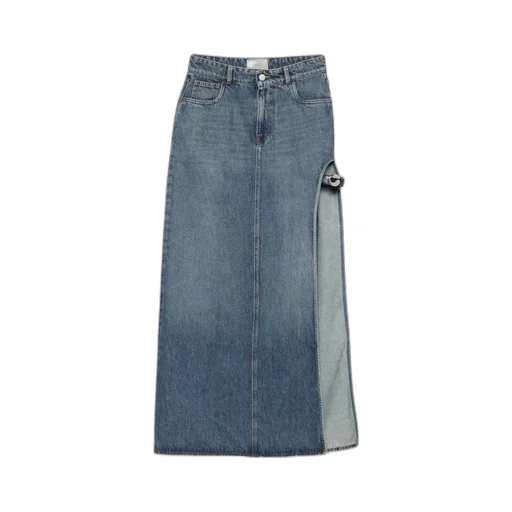 Garder Side-Split Belted Denim Skirt