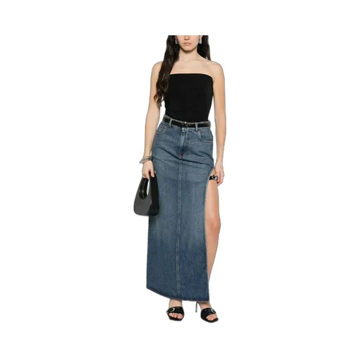 Garder Side-Split Belted Denim Skirt