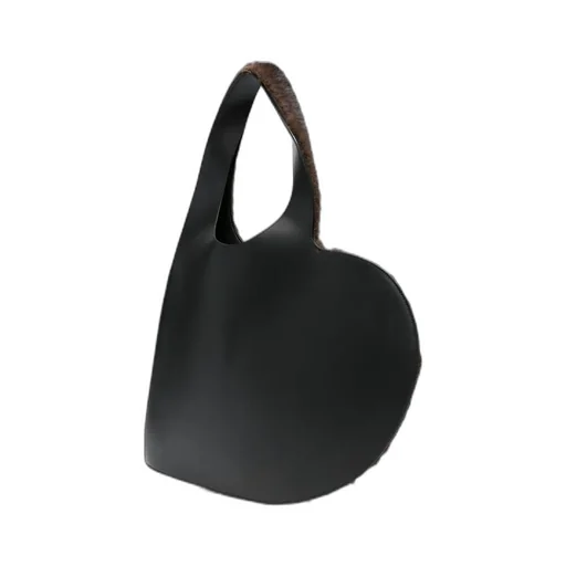 Heart-Shaped Open Top Fur Tote Bag