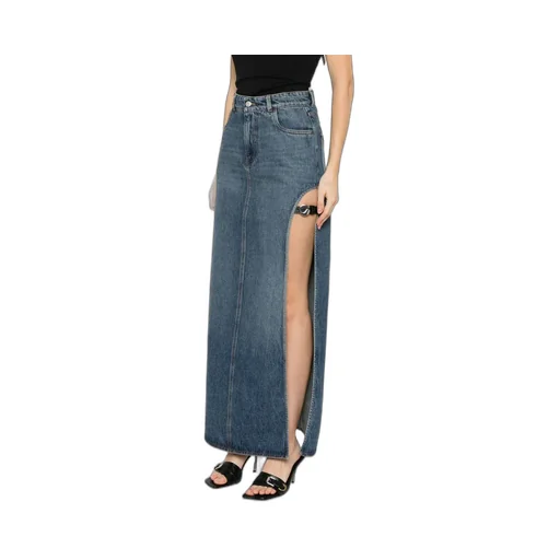Garder Side-Split Belted Denim Skirt