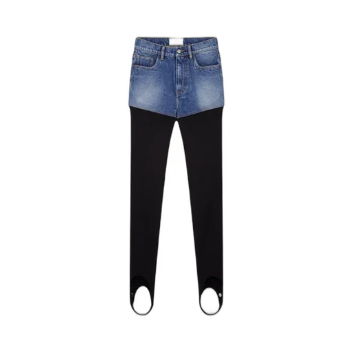 Retro Washed Denim Shorts With Ribbed Tights