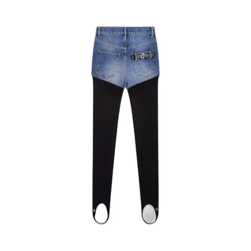 Retro Washed Denim Shorts With Ribbed Tights