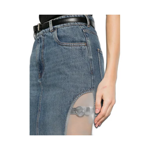 Garder Side-Split Belted Denim Skirt
