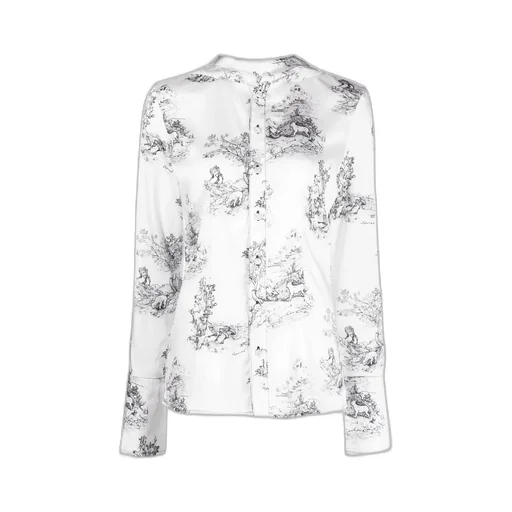 Graphic-Printed Hooded Blouse