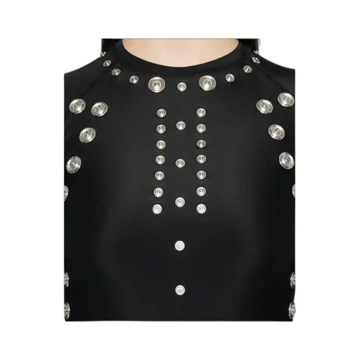 Metallic-Embellished Long-Sleeve Dress