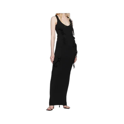 Ribbon-Detail Knitted Maxi Dress