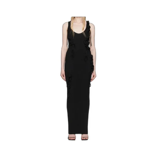 Ribbon-Detail Knitted Maxi Dress