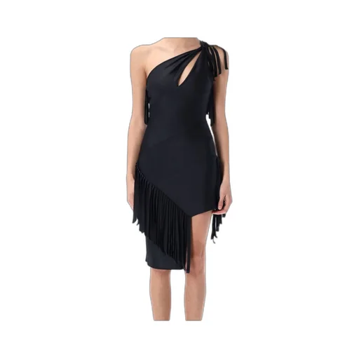 Asymmetric Fringed Mini Dress