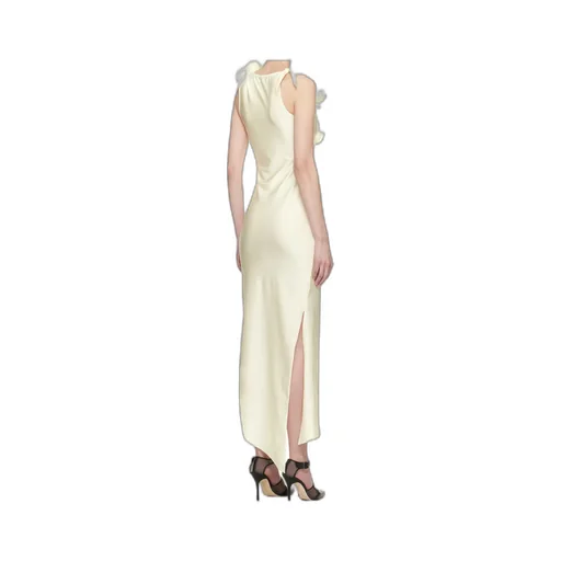 Asymmetric Flower Gown Maxi Dress