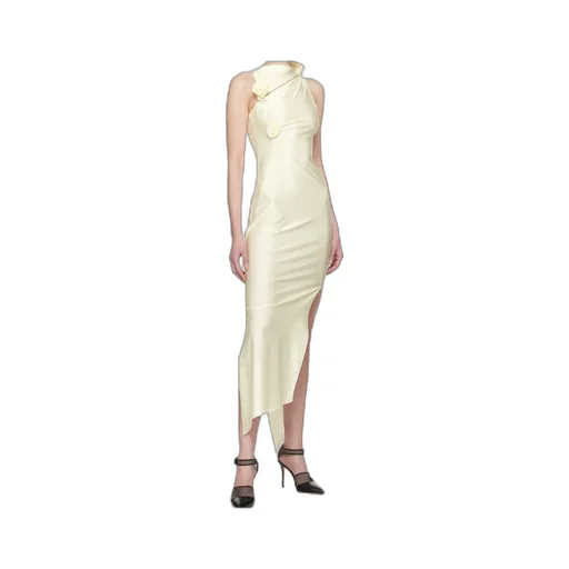 Asymmetric Flower Gown Maxi Dress