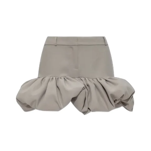 Gathered-Hem Tailored Skirt