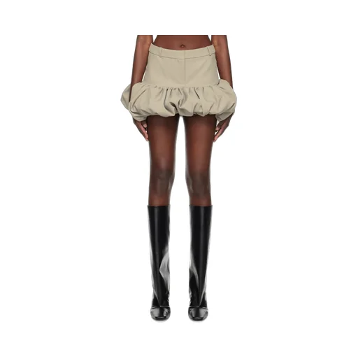Gathered-Hem Tailored Skirt