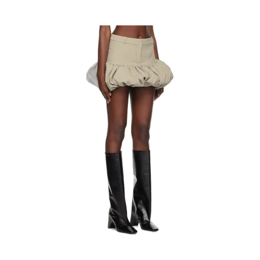 Gathered-Hem Tailored Skirt