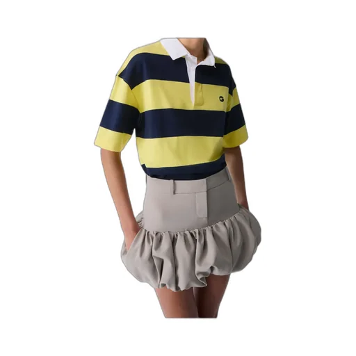 Gathered-Hem Tailored Skirt