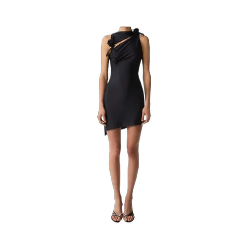 Asymmetric Flower Mini Dress