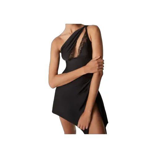 Asymmetric Flower Mini Dress