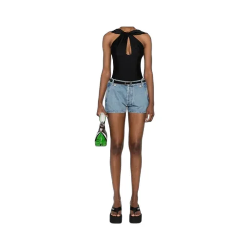 Belt-Loop Denim Shorts