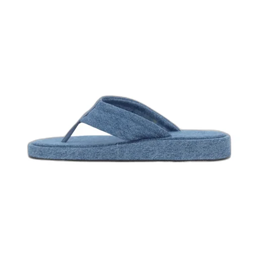 Logo Patch Denim Thong Sandals