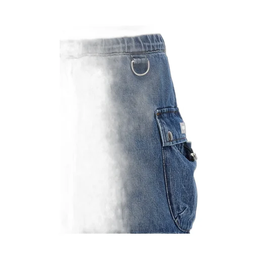 Drawstring-Waist Denim Mini Skirt