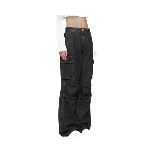 Wide Leg Cargo Denim Pants