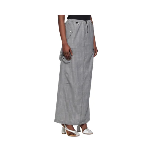 Houndstooth Cargo Maxi Skirt