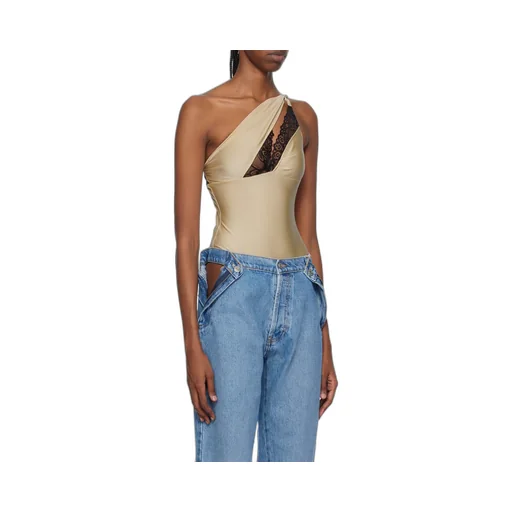 Lace-Detailed One-Shoulder Bodysuit