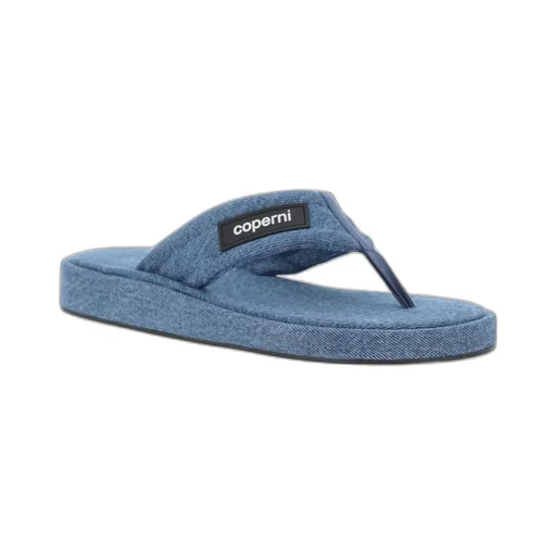 Logo Patch Denim Thong Sandals