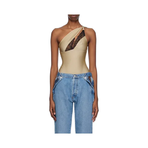 Lace-Detailed One-Shoulder Bodysuit