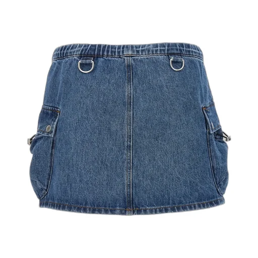 Drawstring-Waist Denim Mini Skirt