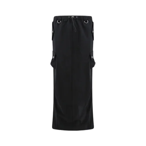 Drawstring Waist Midi Skirt