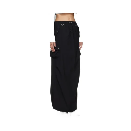 Drawstring Waist Midi Skirt