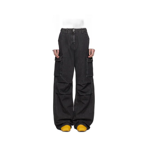 Wide Leg Cargo Denim Pants