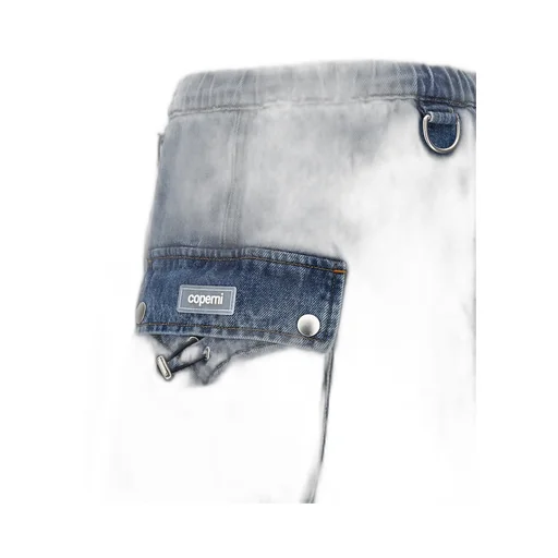 Drawstring-Waist Denim Mini Skirt