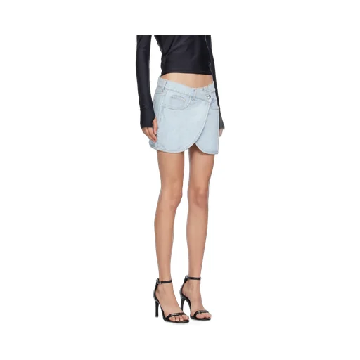 Asymmetric Denim Mini Skirt