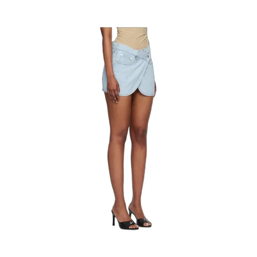 Asymmetric Denim Mini Skirt