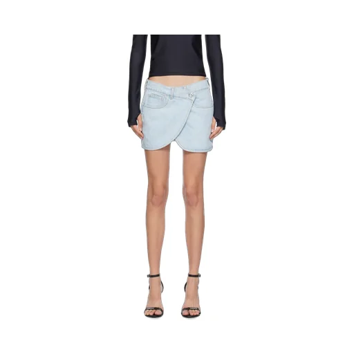 Asymmetric Denim Mini Skirt