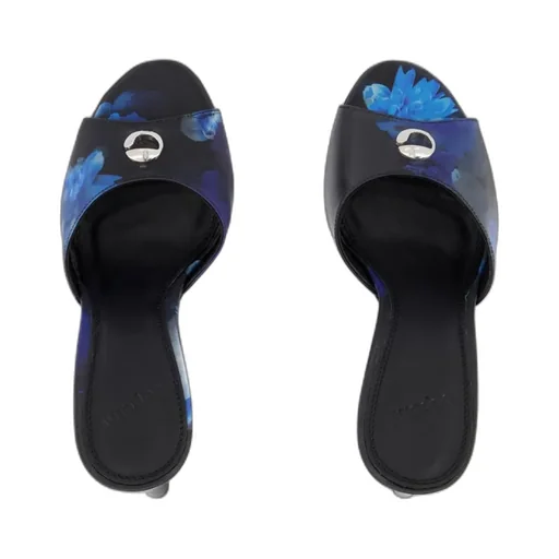 Holographic Logo Heeled Mules