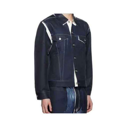 Shirt Buttoned Denim Printed Jacket