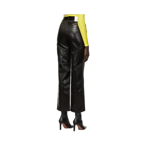 High-Waist Faux-Leather Trousers
