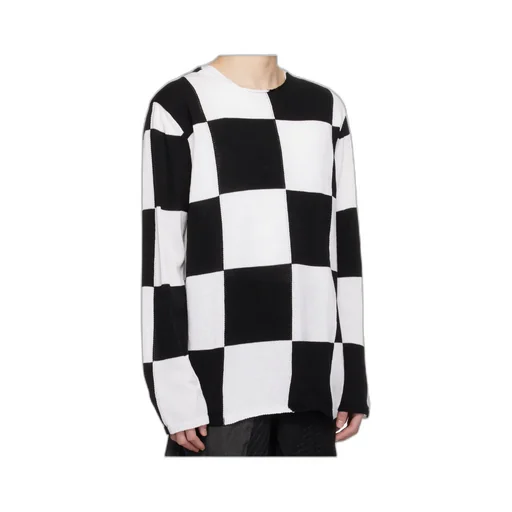 Checkered Pattern Intarsia Knit Sweater