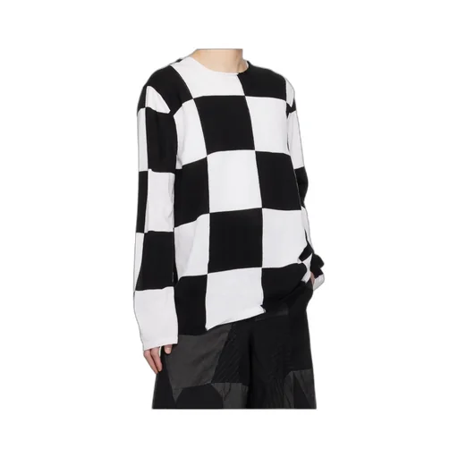 Checkered Pattern Intarsia Knit Sweater
