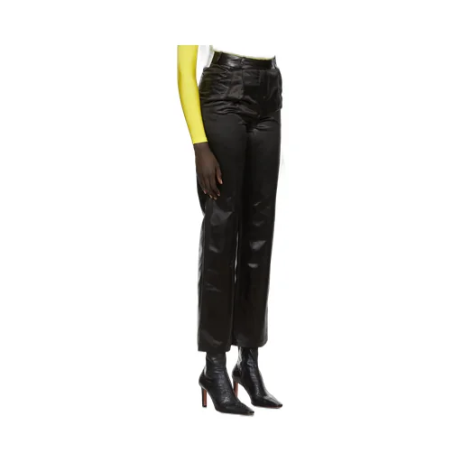 High-Waist Faux-Leather Trousers