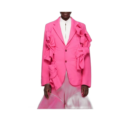 Long-Sleeved Suit Jacket With Lapel And Floral Details